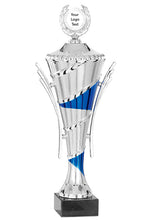 Load image into Gallery viewer, Silver &amp; Blue Flute with Spiral Pattern with lid
