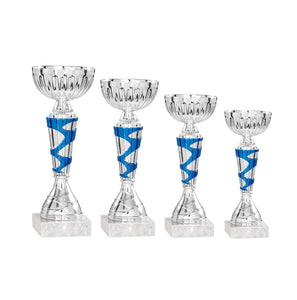 Silver Cup with Blue Pattern