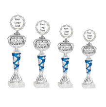 Load image into Gallery viewer, Silver Cup with Blue Pattern with lid
