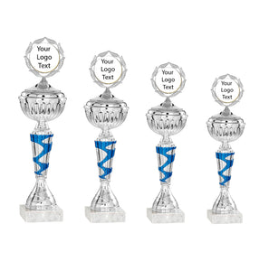 Silver Cup with Blue Pattern with lid