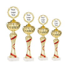 Load image into Gallery viewer, Gold Cup with Red Swirl with Lid
