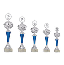 Load image into Gallery viewer, Silver Cup with Blue Stem with Lid
