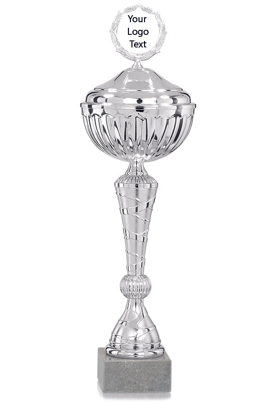 Silver Spiral Patterned Cup with Lid