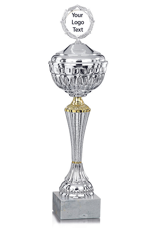 Silver Patterned Cup with Gold Detail with Lid
