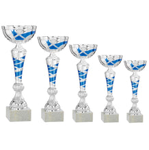 Load image into Gallery viewer, Silver &amp; Blue Swirl Patterned Cup
