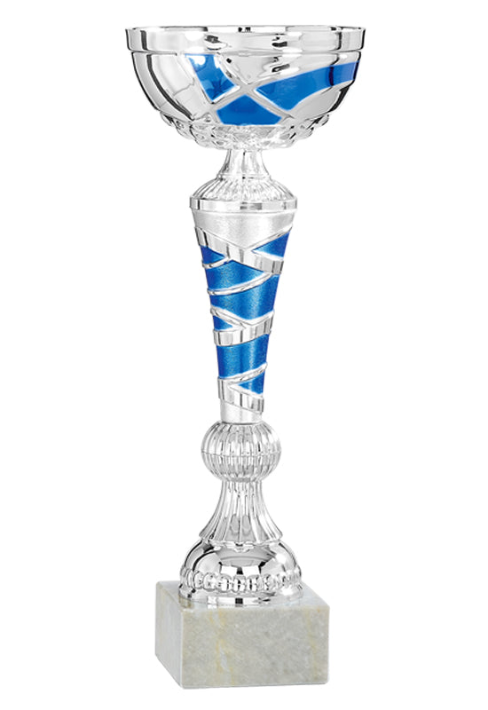 Silver & Blue Swirl Patterned Cup