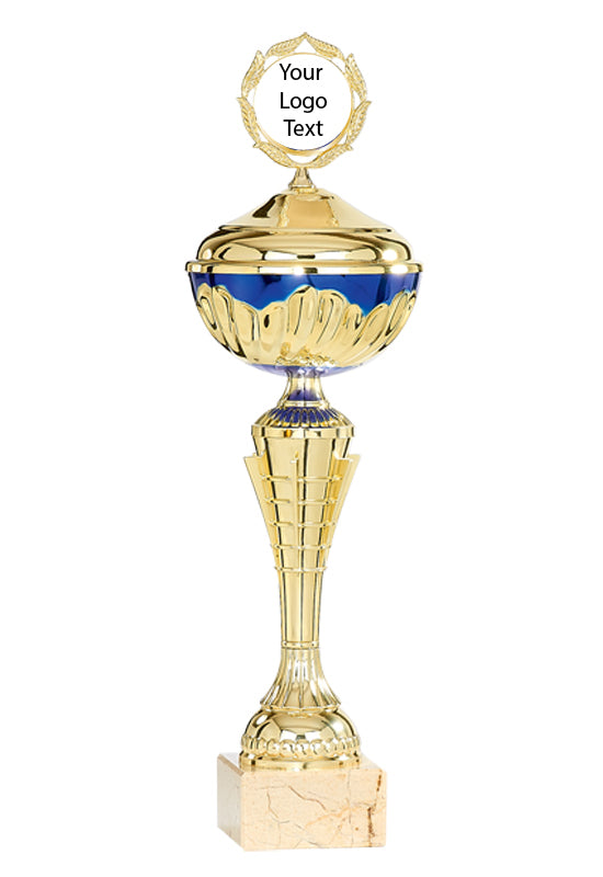 Gold Fin Cup with Blue Detail with Lid