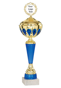 Gold & Blue Diamond Cup with Lid