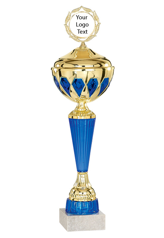 Gold & Blue Diamond Cup with Lid