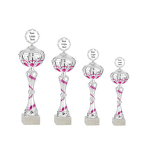 Load image into Gallery viewer, Silver &amp; Pink Swirl Cup with Lid
