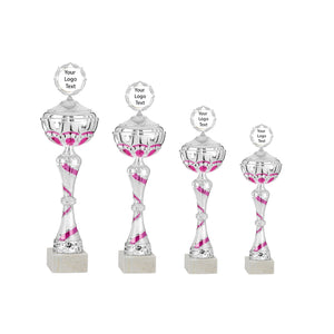 Silver & Pink Swirl Cup with Lid