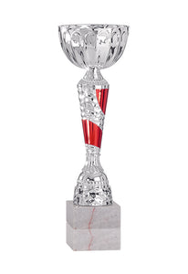 Silver & Red Swirl Patterned Cup