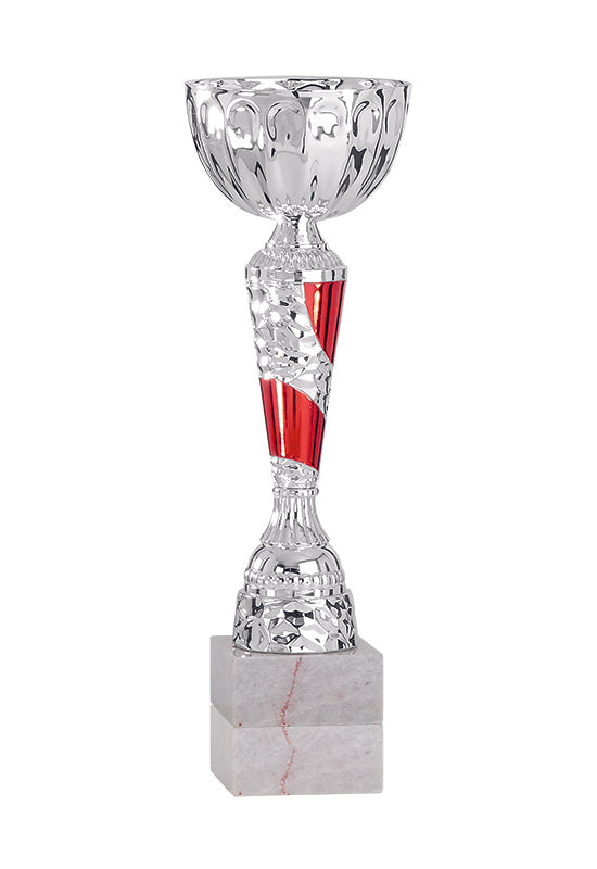 Silver & Red Swirl Patterned Cup