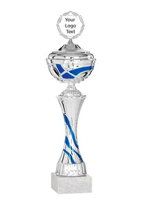 Silver Cup with Blue Wave with Lid