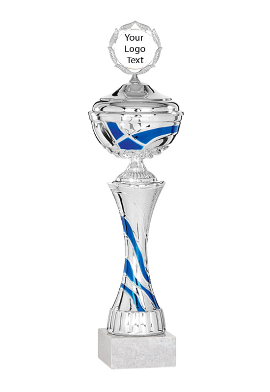 Silver Cup with Blue Wave with Lid