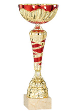Load image into Gallery viewer, Gold &amp; Red Swirl Patterned Cup

