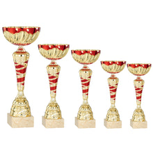 Load image into Gallery viewer, Gold &amp; Red Swirl Patterned Cup
