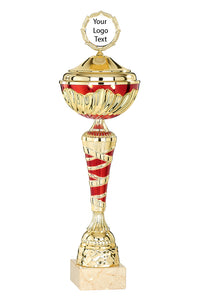 Gold & Red Swirl Patterned Cup with Lid