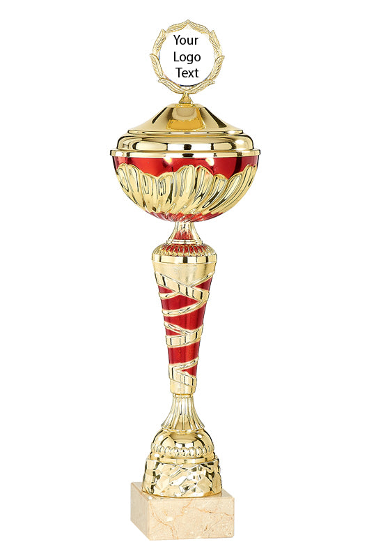 Gold & Red Swirl Patterned Cup with Lid