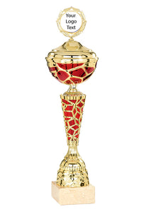 Gold & Red Honeycomb Cup with Lid