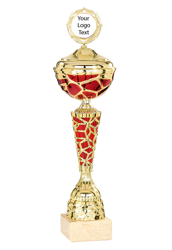 Gold & Red Honeycomb Cup with Lid