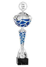 Load image into Gallery viewer, Silver &amp; Blue Honeycomb Cup with Lid
