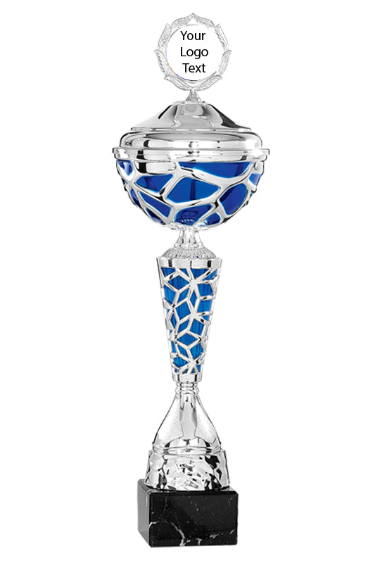 Silver & Blue Honeycomb Cup with Lid