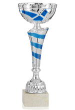 Load image into Gallery viewer, Silver Cup with Blue Swirl
