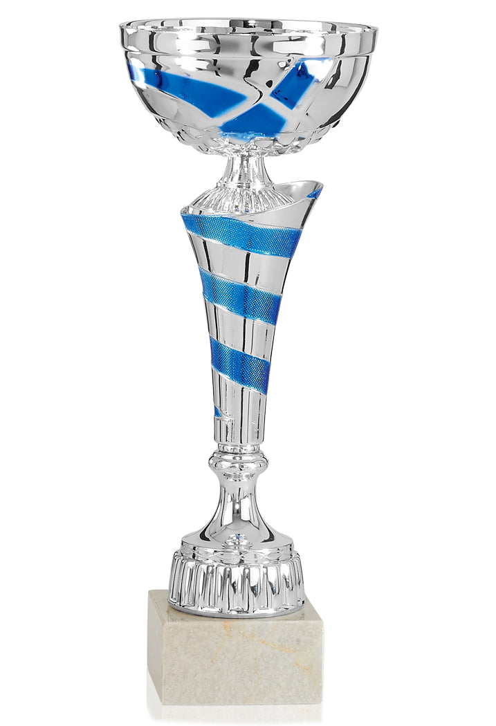 Silver Cup with Blue Swirl