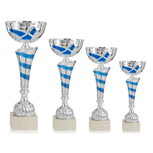 Silver Cup with Blue Swirl