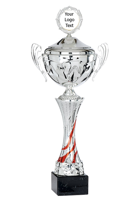 Silver Cup with Red Wave with Lid