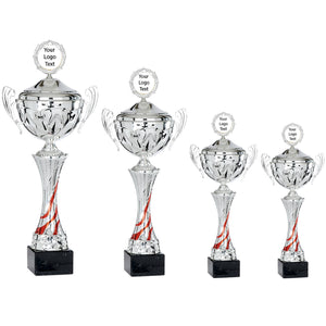 Silver Cup with Red Wave with Lid