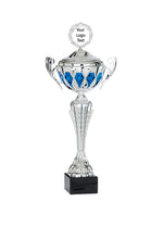 Load image into Gallery viewer, Silver &amp; Blue Diamond Cup with Lid
