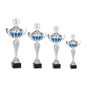 Silver & Blue Diamond Cup with Lid